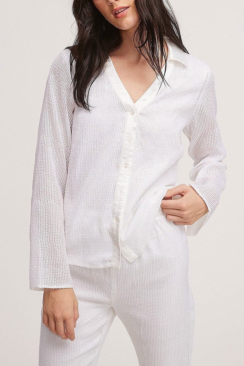 Long sleeve button up sequins blouse top (EFWT5479-TOP)