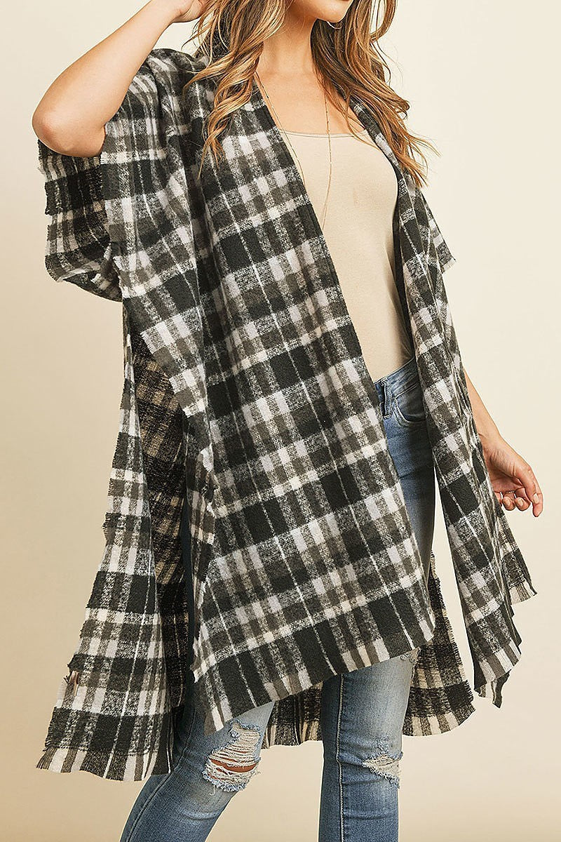 Tartan plaid loose fit kimono (DGS4957)