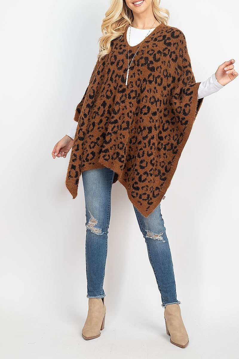 Leopard print sweater poncho (DGS5332)