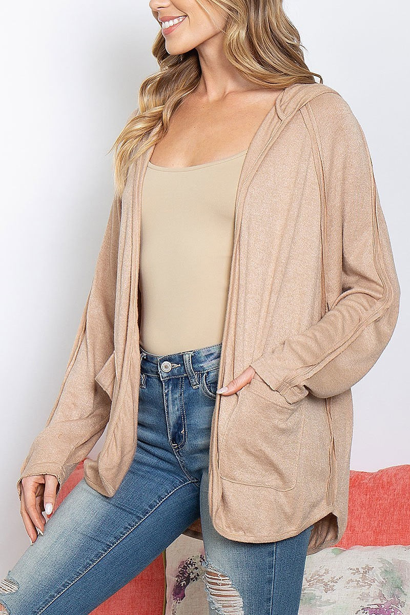 Oversized soft knit hooded cardigan (DGS5949)