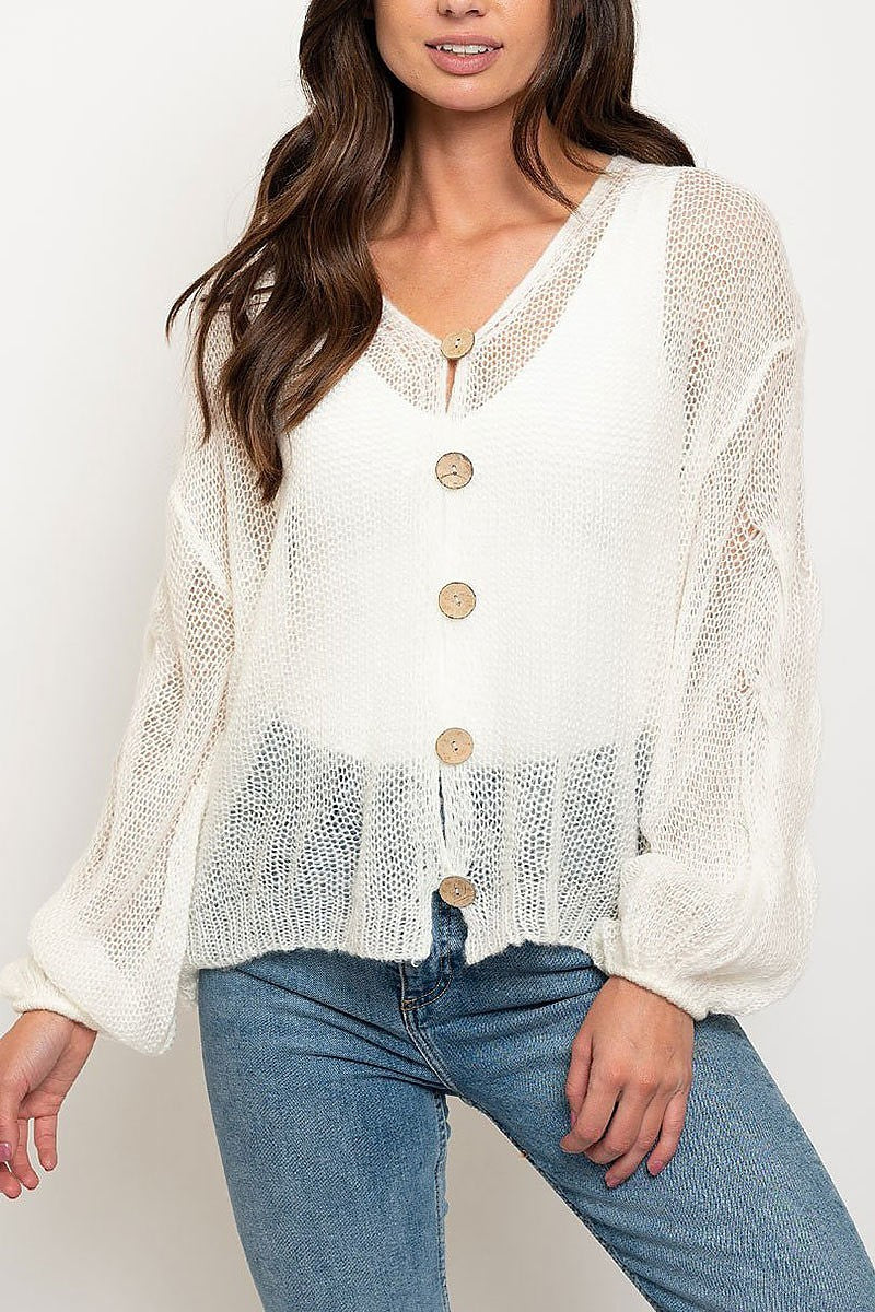 Sheer oversize twist detail sweater (EDWT2407)