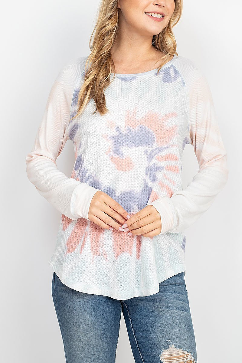 Tie dye thermal and rib mix top (EF1977)