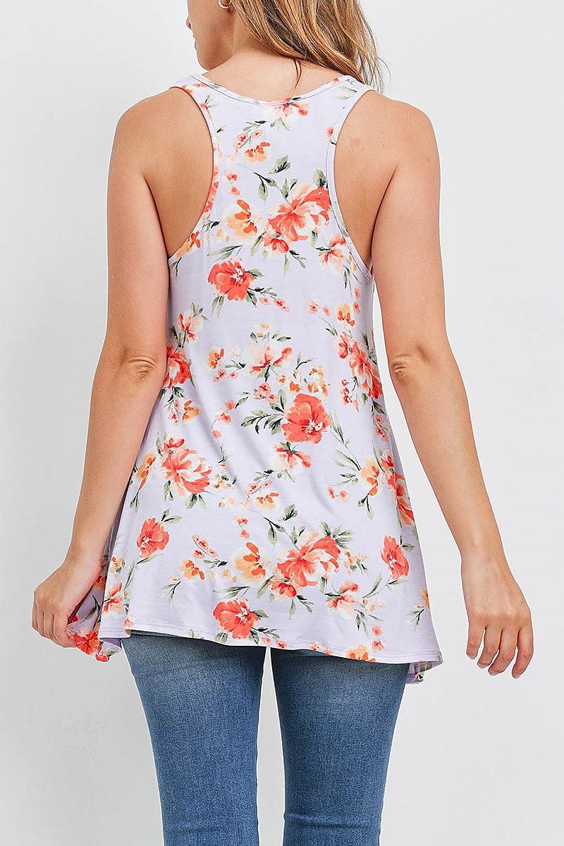 Scoop neck floral print loose fit top (EF1554)