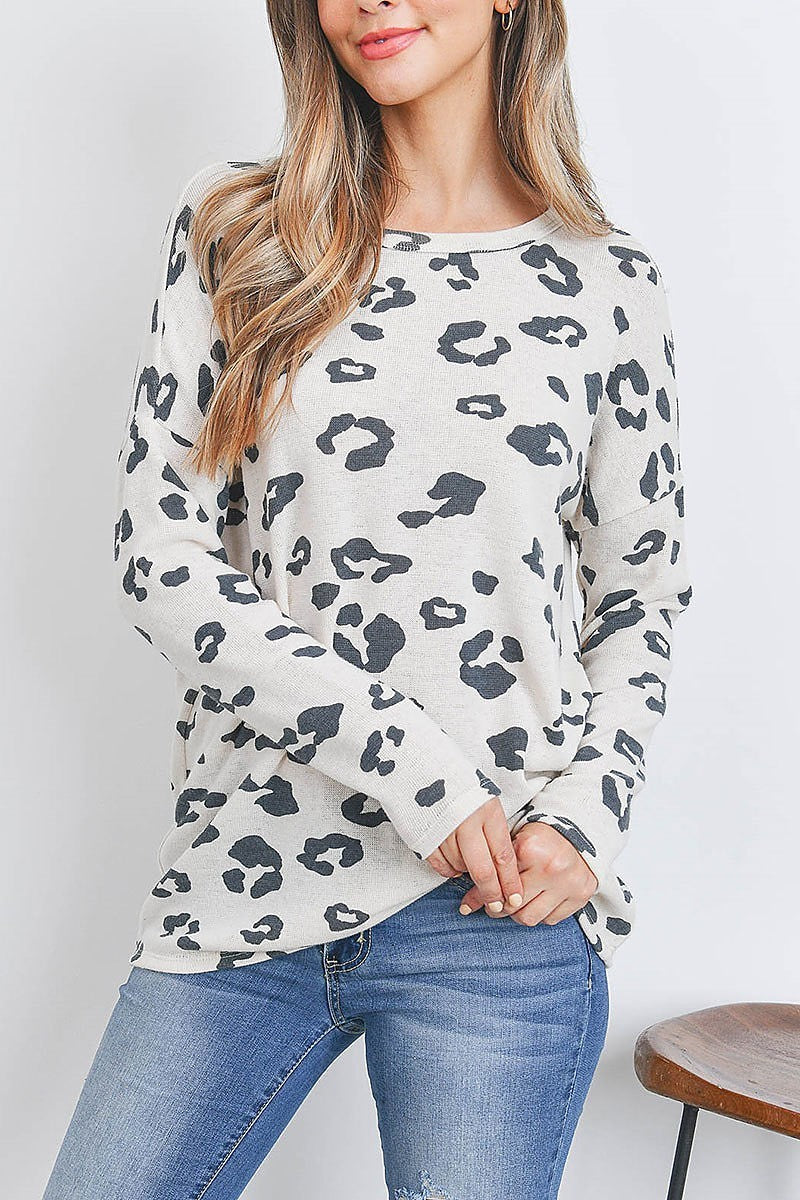 Leopard print long sleeve top (EF2738)