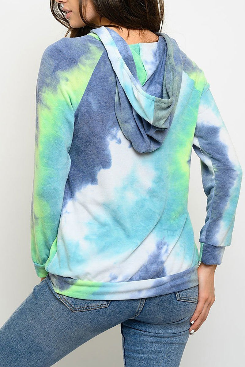 Tie dye long sleeve hoodie top (EDWT3047)