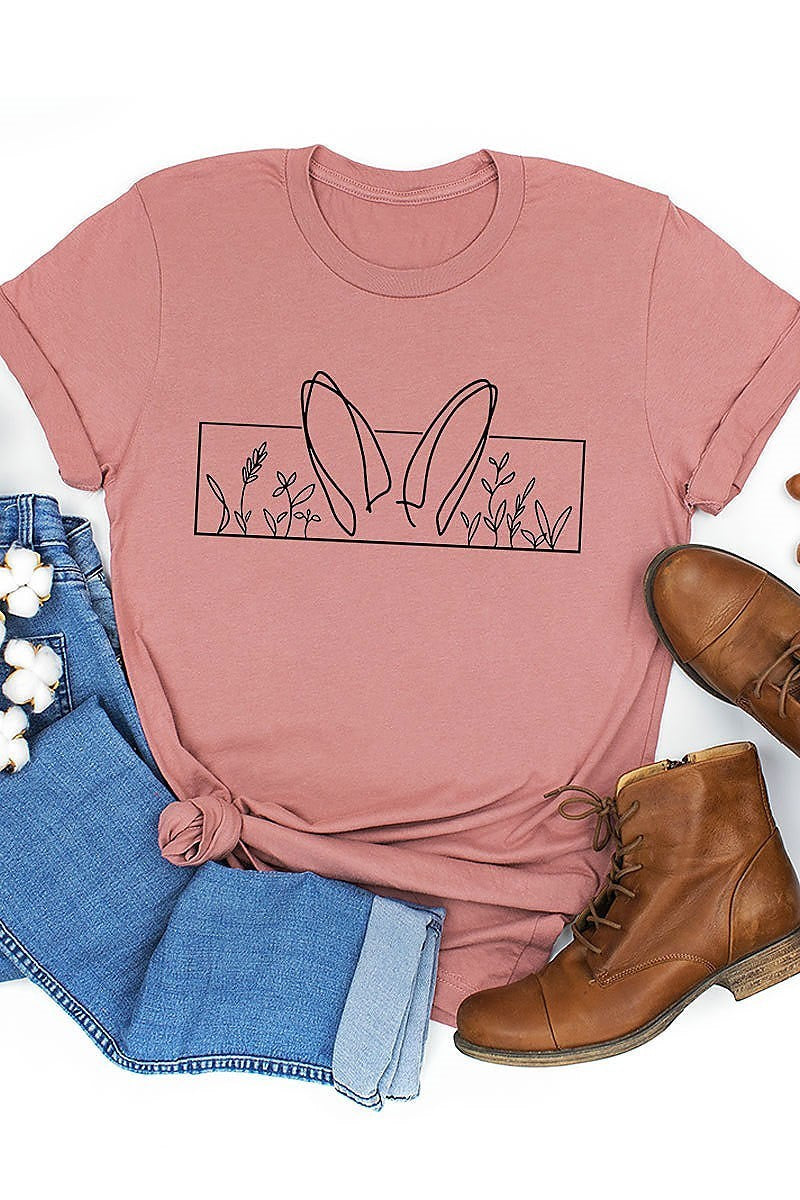 Bunny ears flowers graphic top (EF3736)