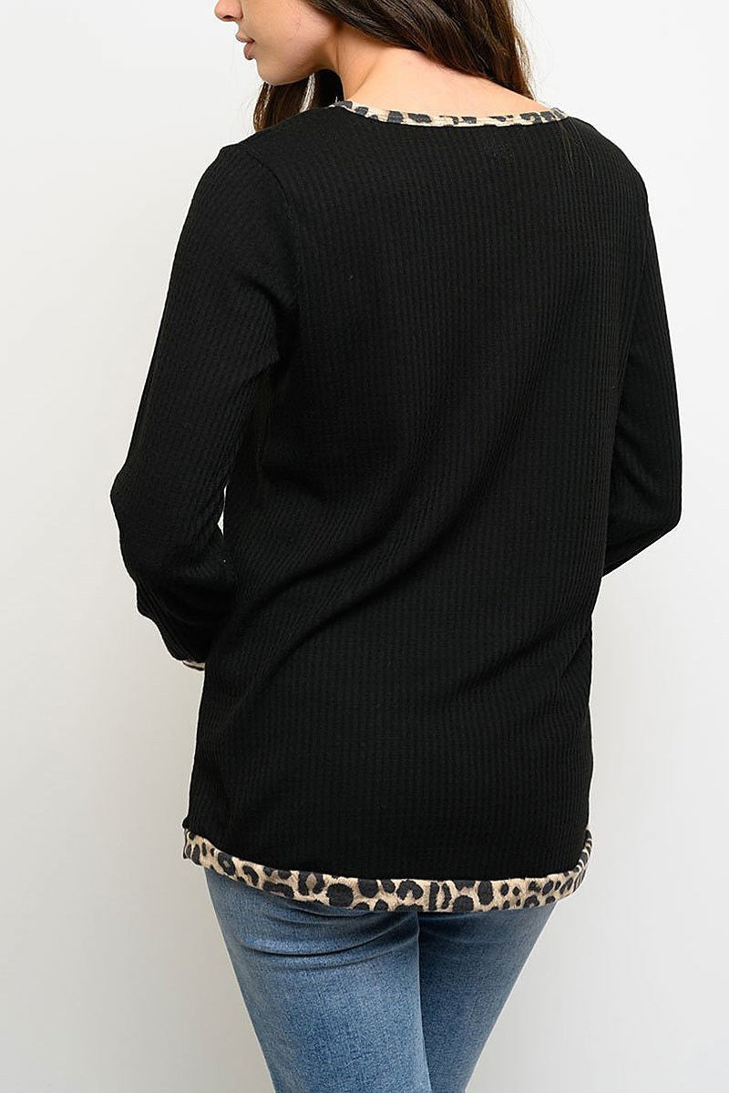 Long sleeve animal print top (EDWT3161-2)