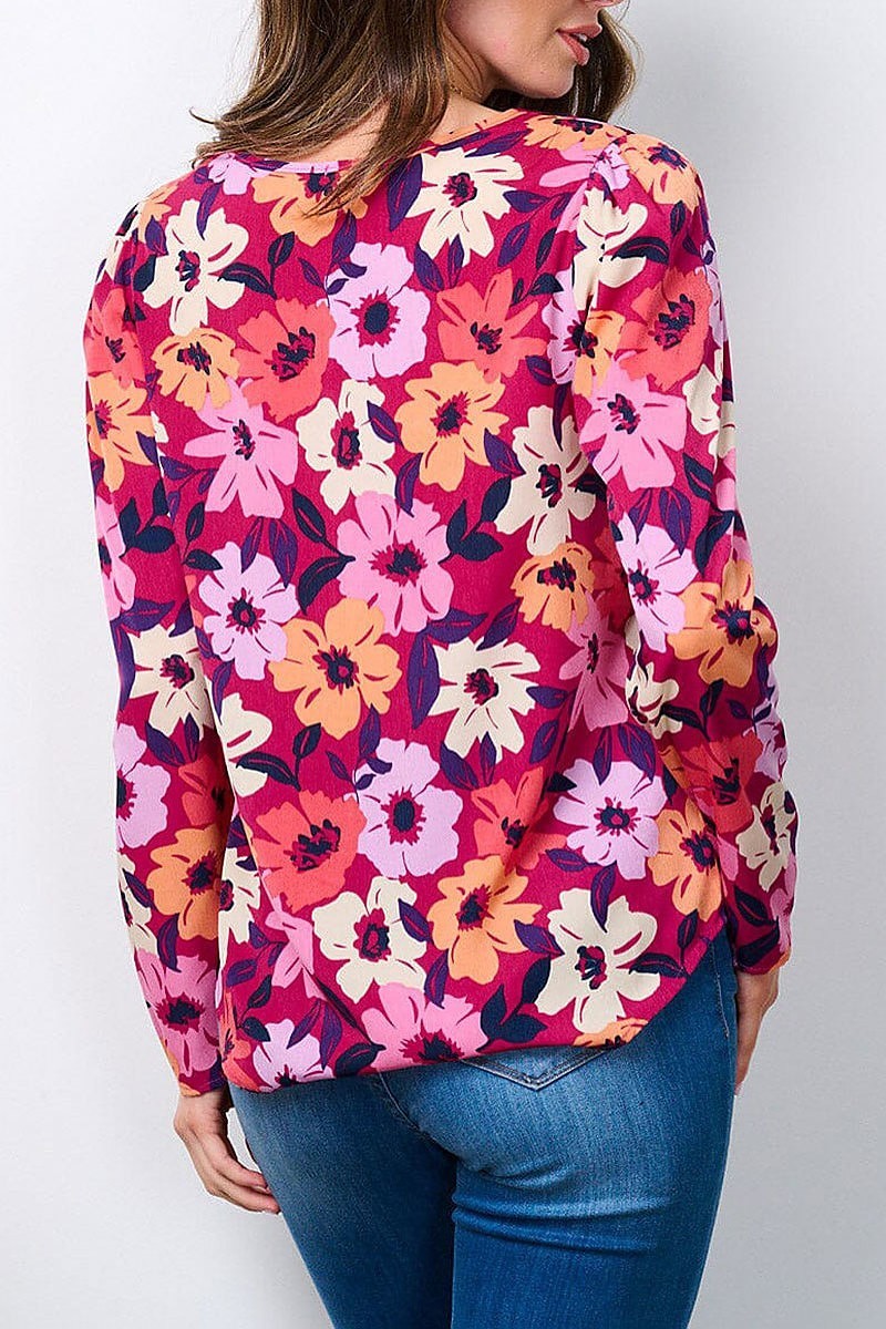 Long sleeve floral blouse top (EFWT7242)