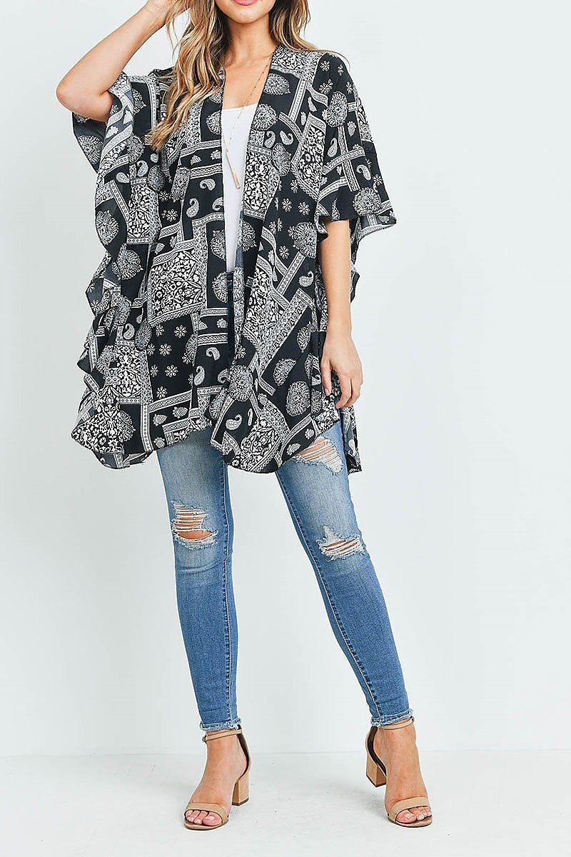 Mandala paisley ruffle kimono (ED9326)