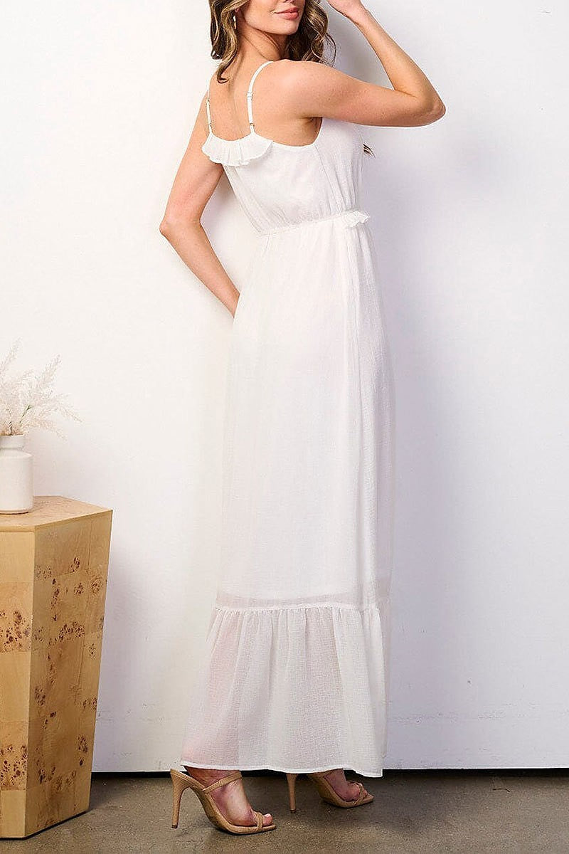 Sleeveless ruffle detailed tiered maxi dress (EFWT8786)