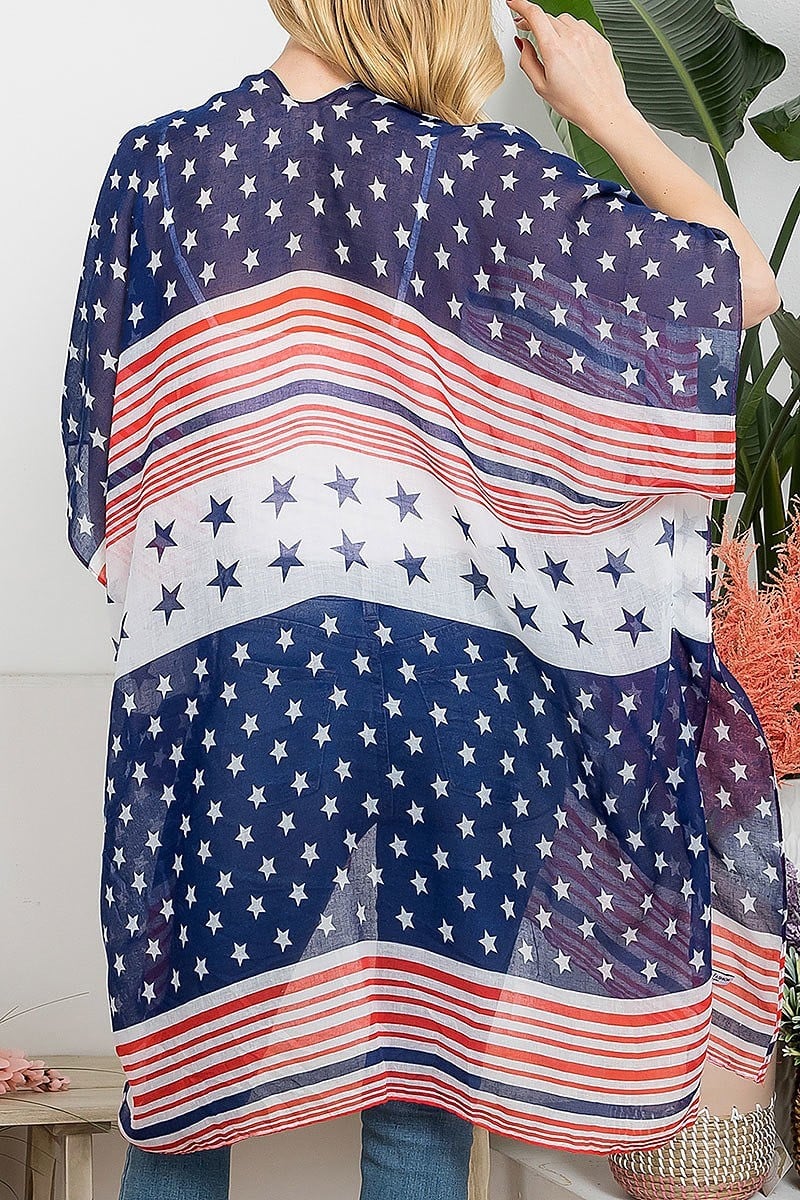 Multi striped american flag kimono (EF5270)