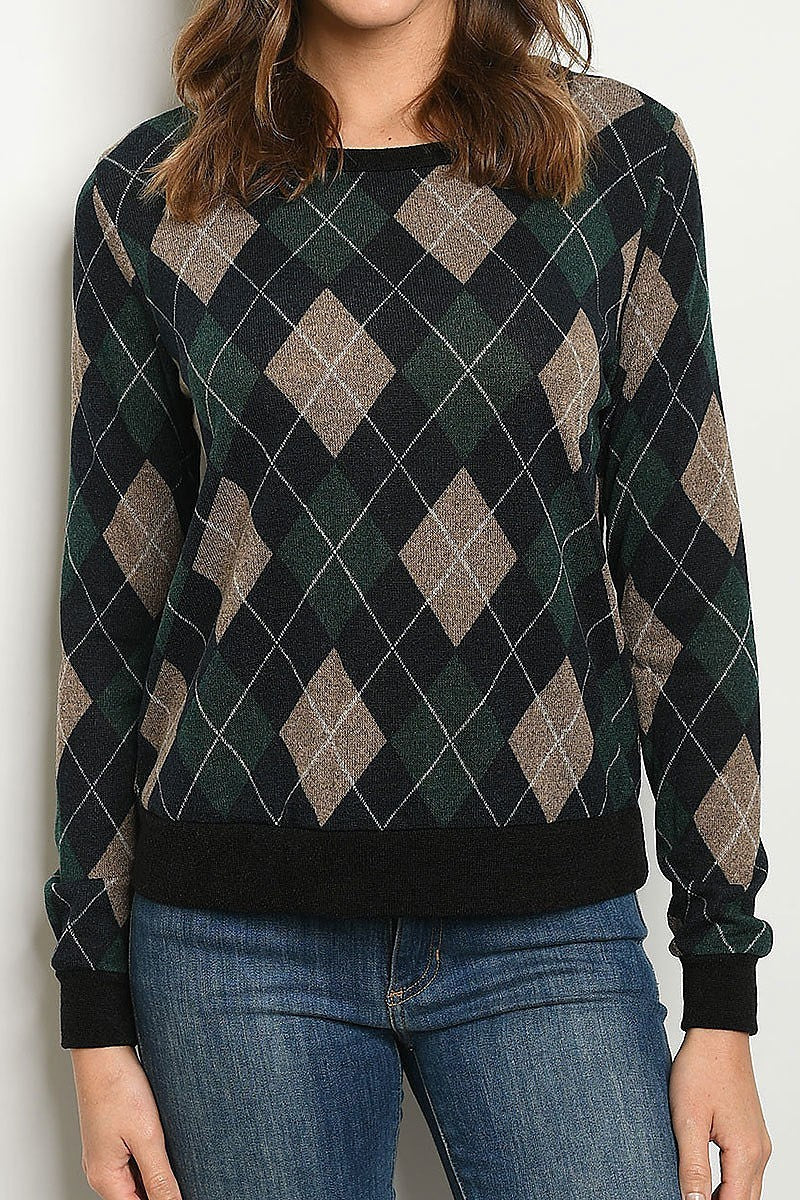 Checkered round neck sweater (DGS4834-LAST)