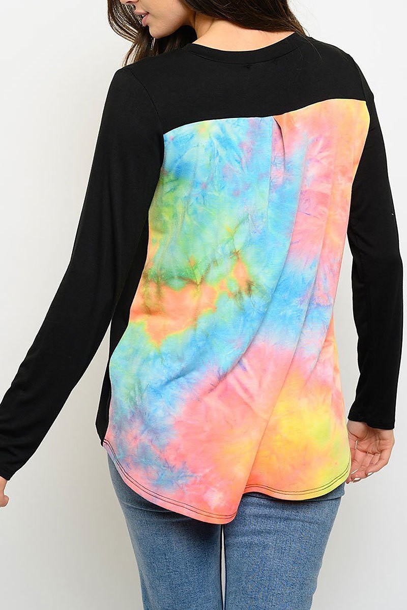 Tie dye tunic long sleeve top (EDWT3075)