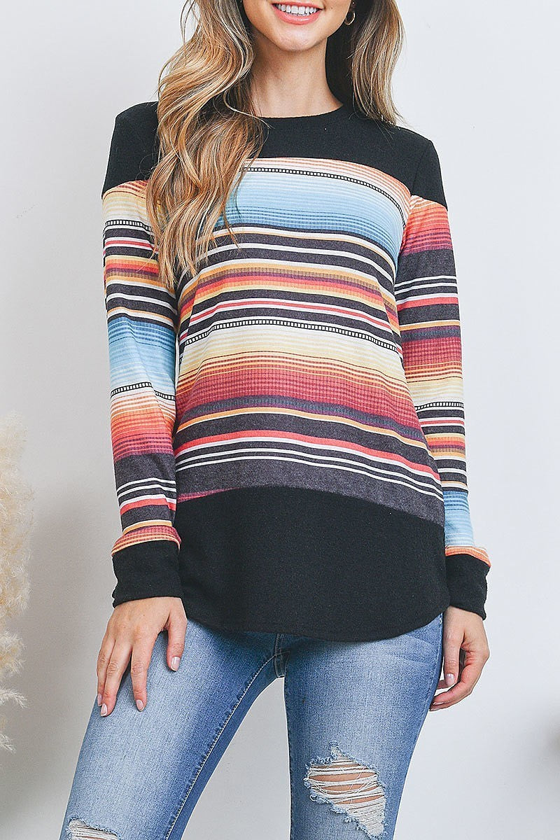 Multi stripe color block top (EF2386)