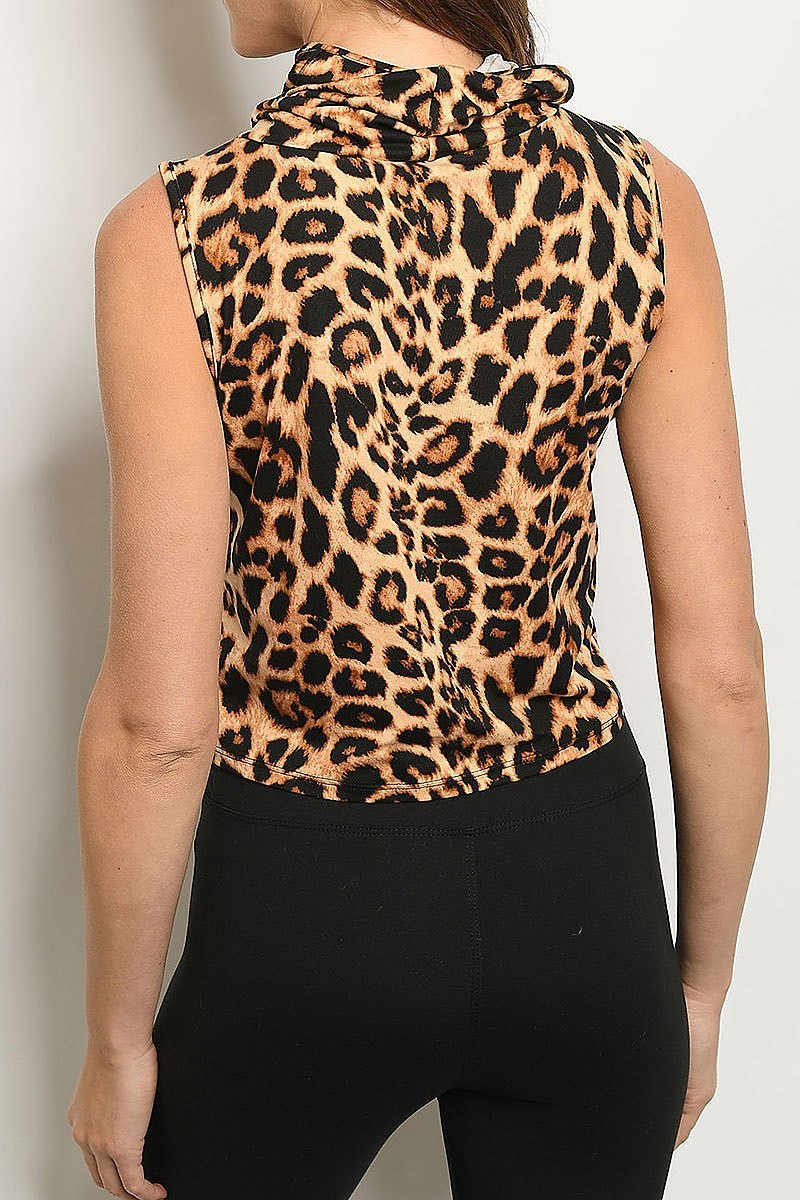 Sleeveless animal print fashion top with mask (ED7725-1)