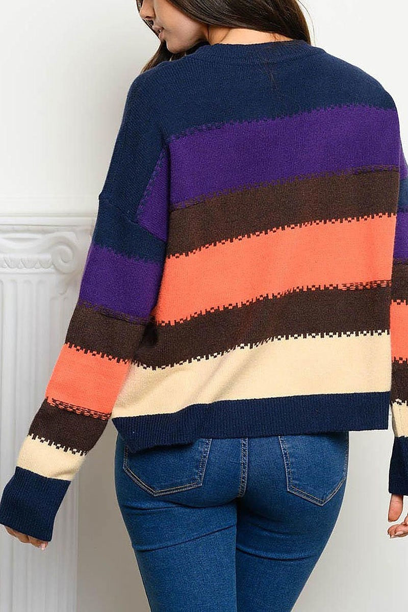 Long sleeve colorblock sweater (EDWT4053)