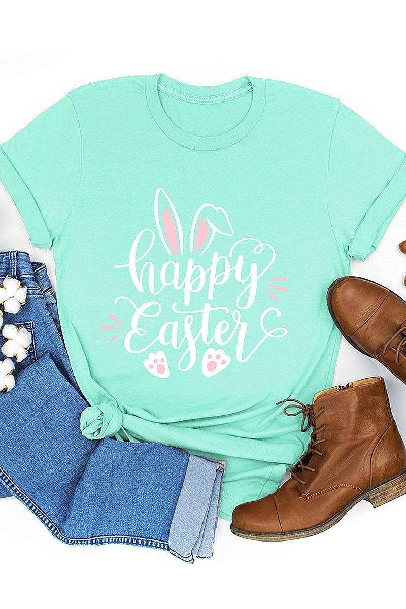 Happy easter bunny graphic top (EF3738)