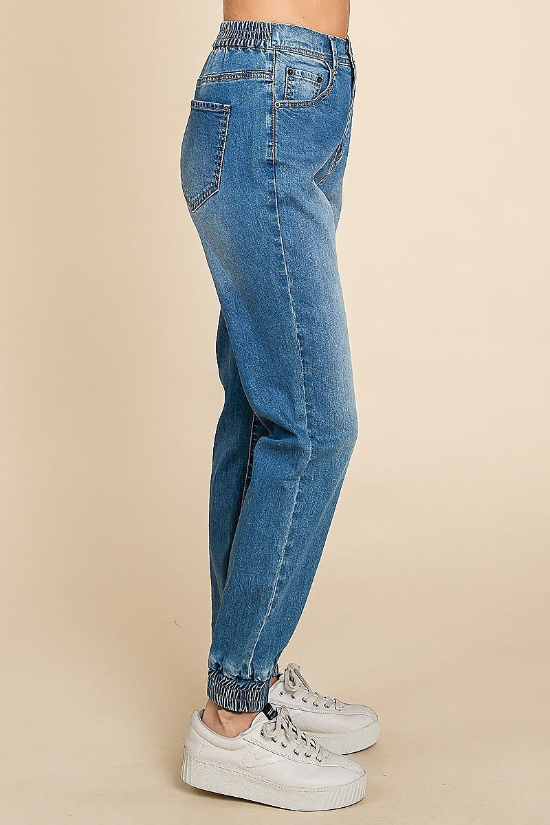 High rise pants with elastic band (EDH1615)