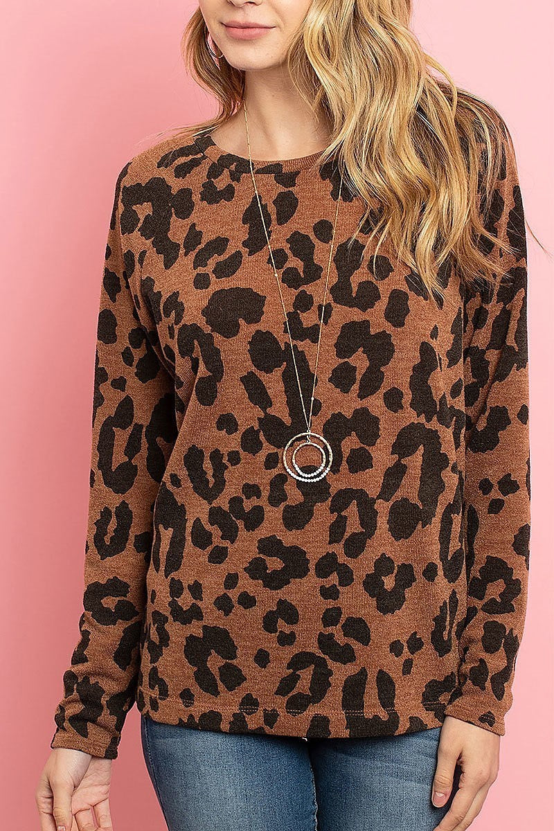 Lightweight leopard print pullover (ED8323)