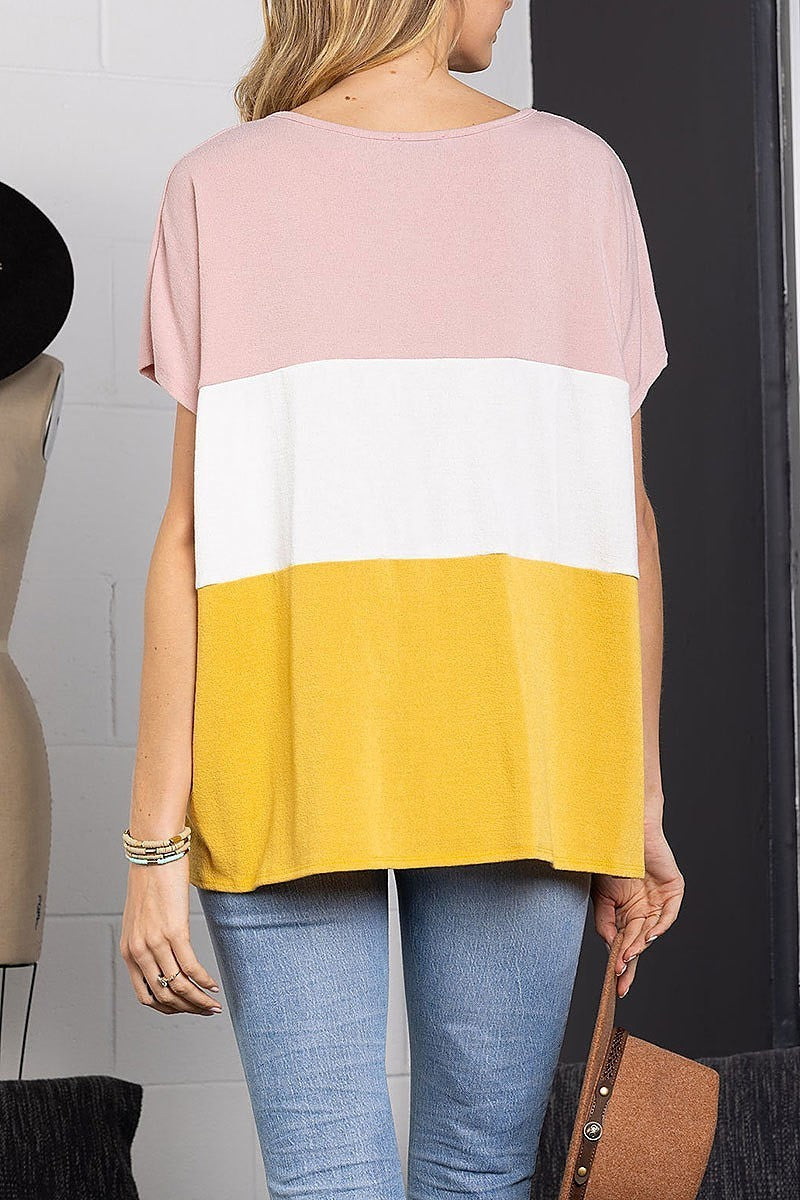 Color block tunic top (EDSW3910)