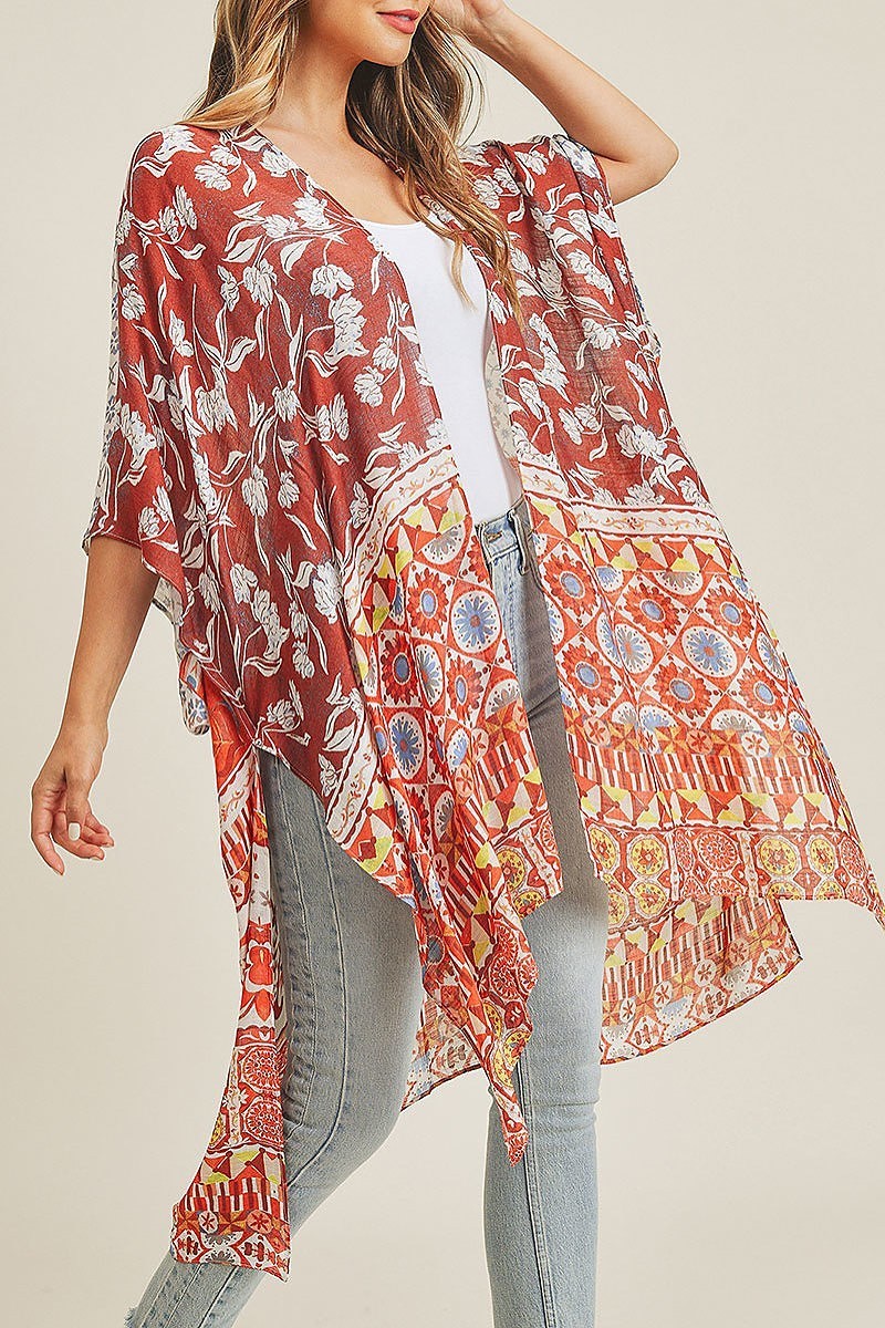 Multi print boho kimono (EF3460)