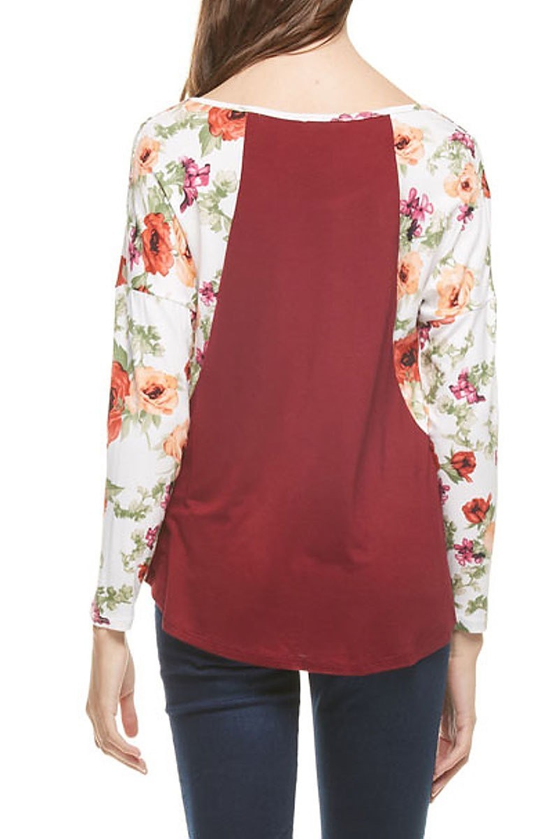 Floral raglan sleeve top (EF5034)