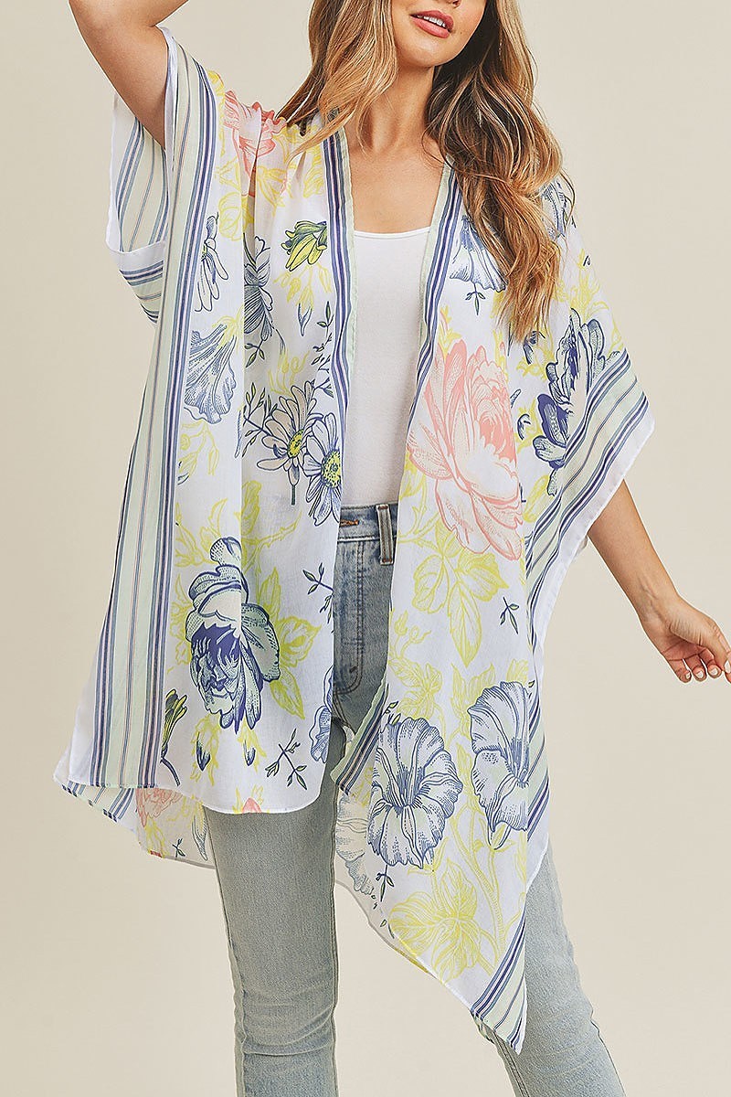 Boho multi flower pattern kimono (EF3402)