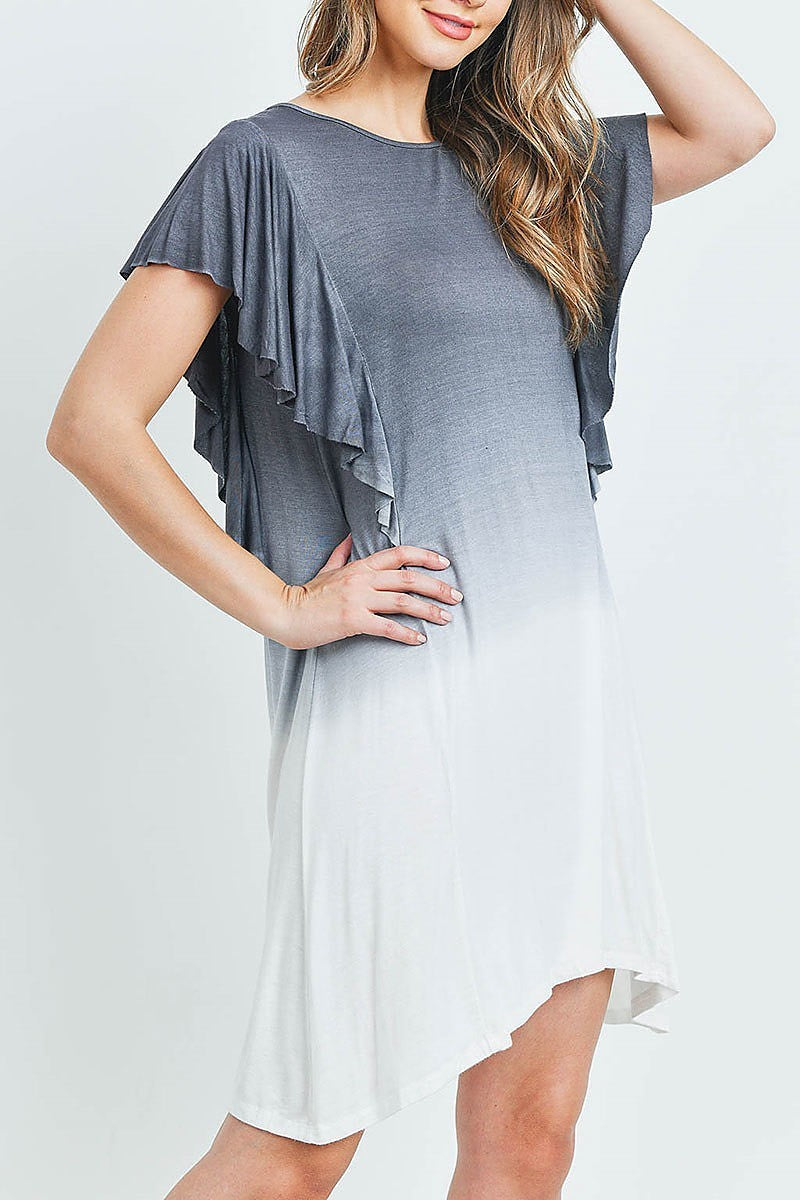 Ruffle detail tie dye tunic dress (DED5815-1)