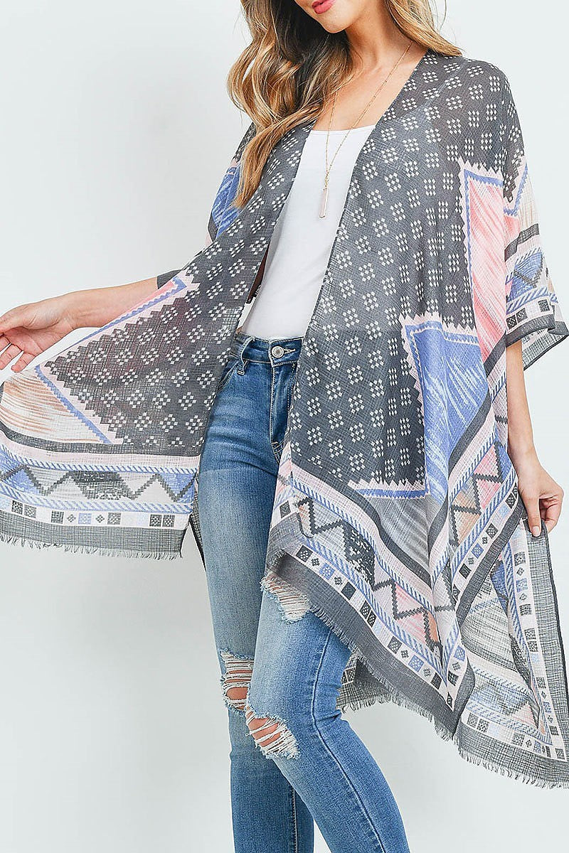 Bohemian open front tassel kimono (EF1112)