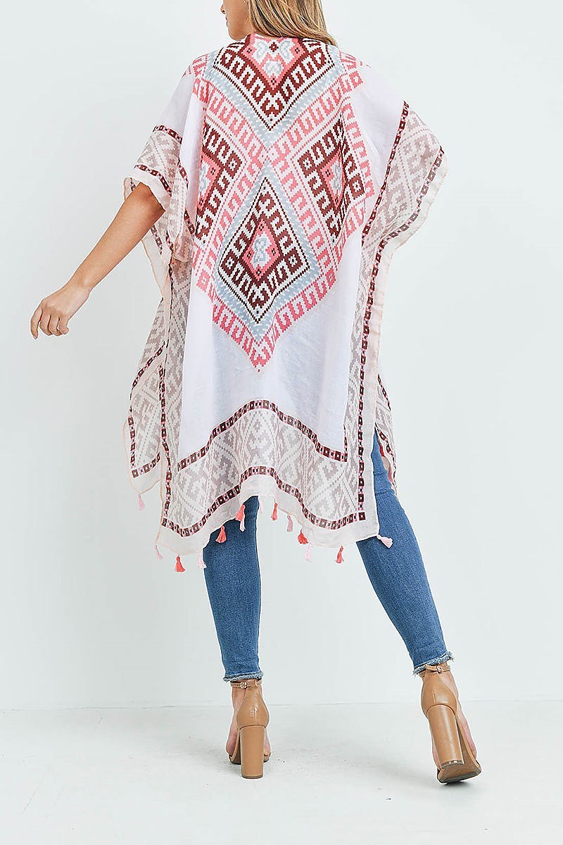 Bohemian open front tassel kimono (EF1107)