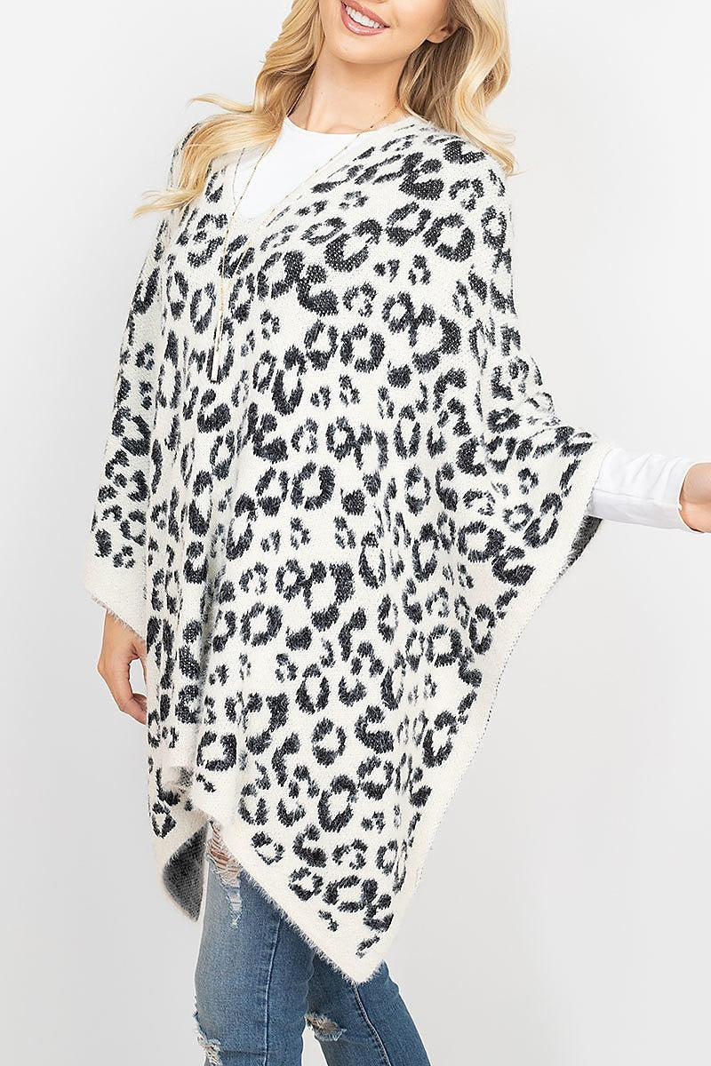 Leopard print sweater poncho (DGS5333)