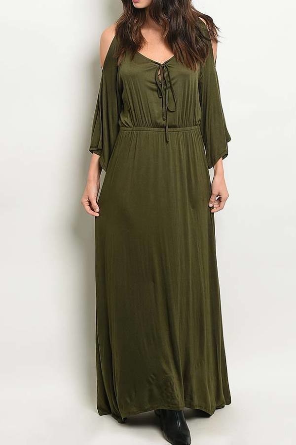 Open sleeve key hole detail maxi dress (DED3770)