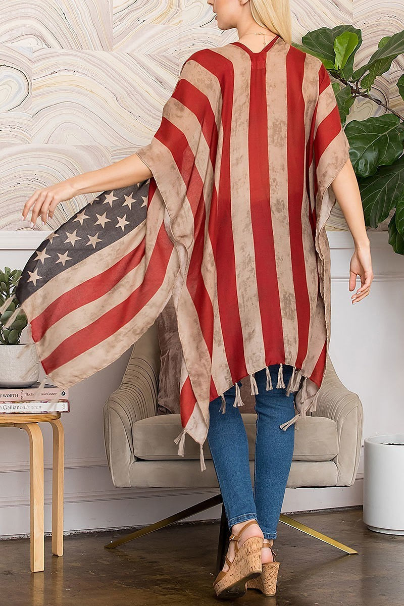 Vintage usa flag print kimono (EF4183)