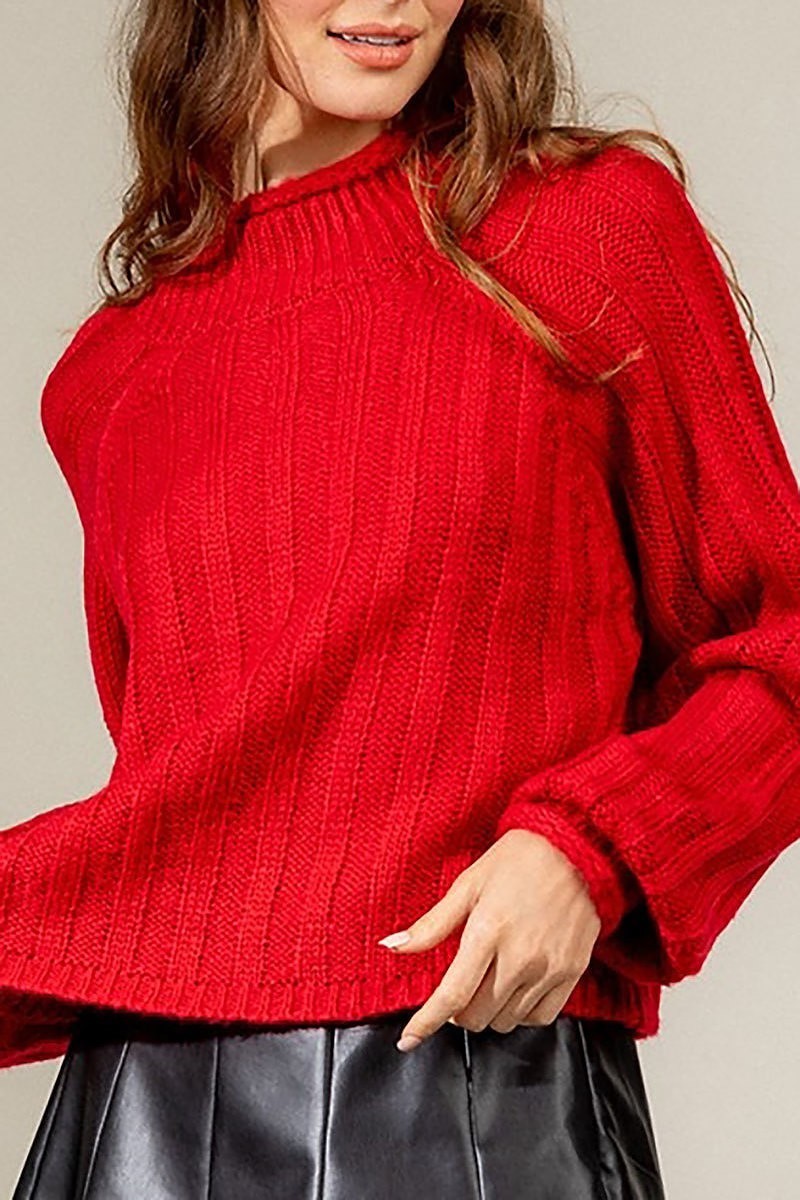 Solid puff sleeve sweater (DGS5980)