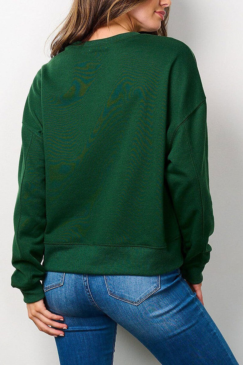 Long sleeve pollover graphic sweater (EFWT7892)