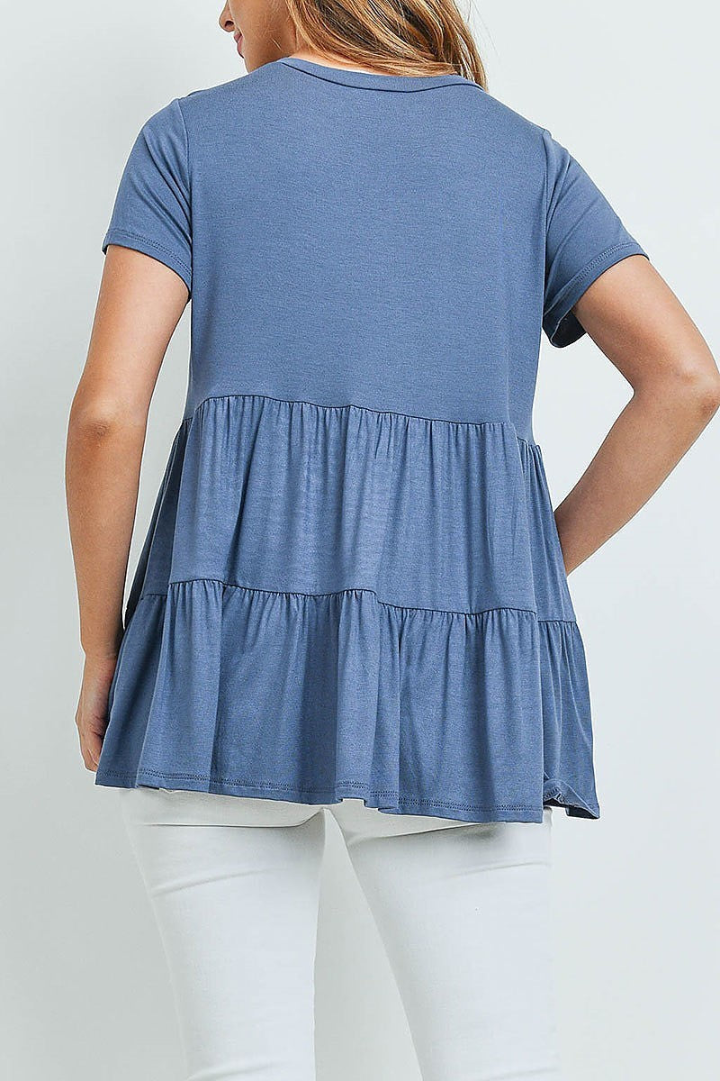 Tiered layered round neck top (ED9948)