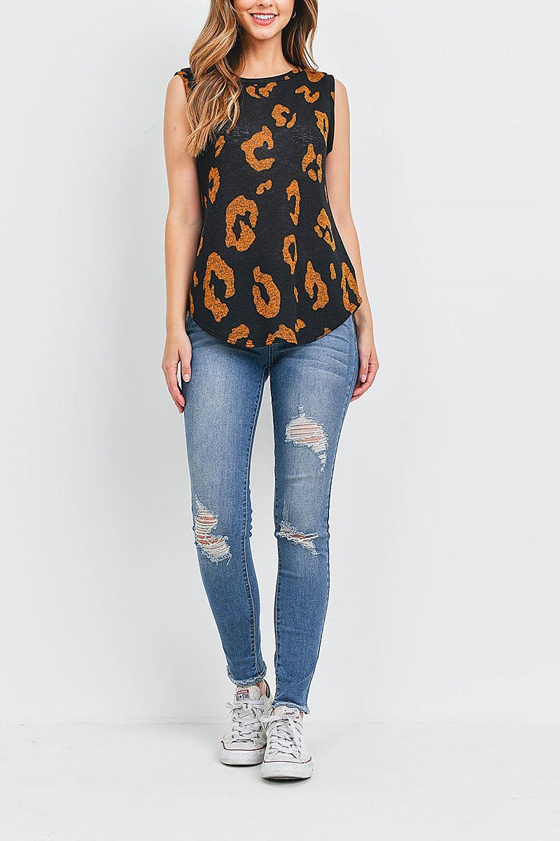 Crew neck animal print top (EF1268)