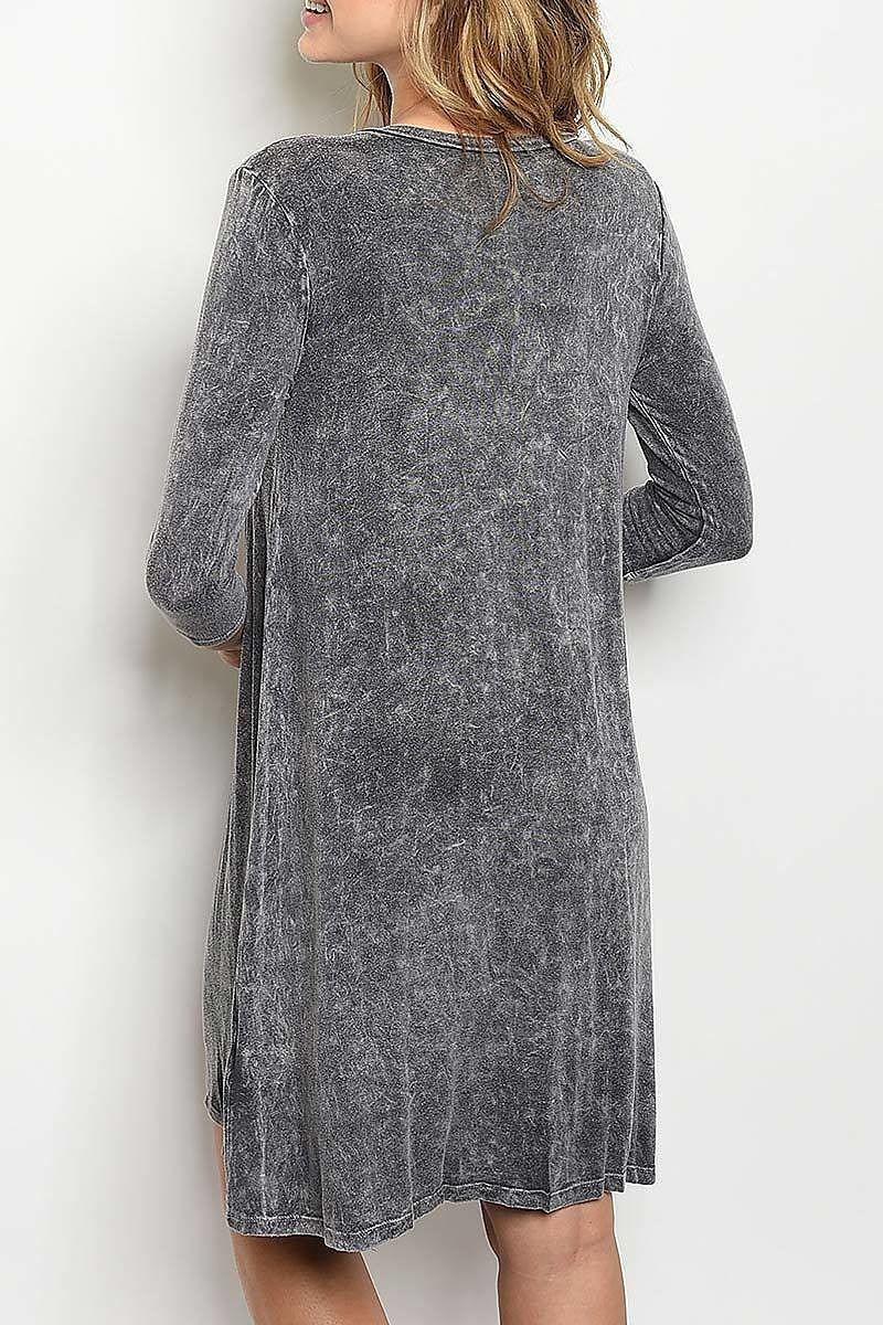 Crew neck wash dress (DED3502-LAST)