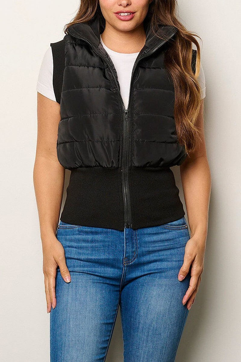 Sleeveless zip up puffer vest (EFWT8081)