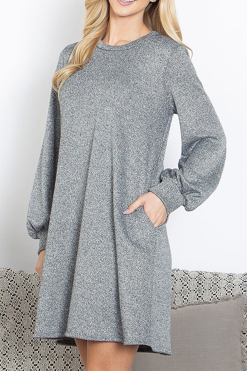 Round neckline long sleeve dress (DED8774)