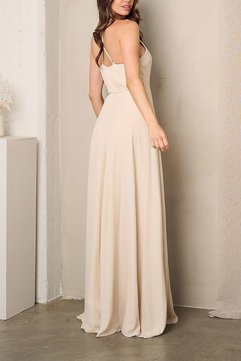 Sleeveless surplice self tie maxi dress (EFWT3228)