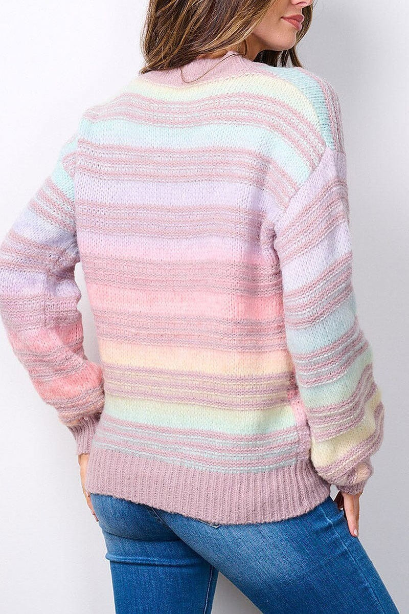 Long sleeve colorblock stripes sweater (EFWT7493)