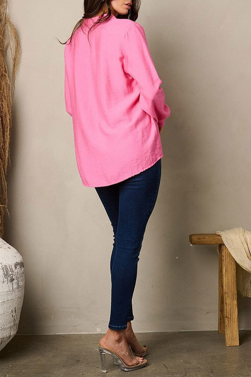 Long sleeve v-neck loose fit top (EFWT1800)