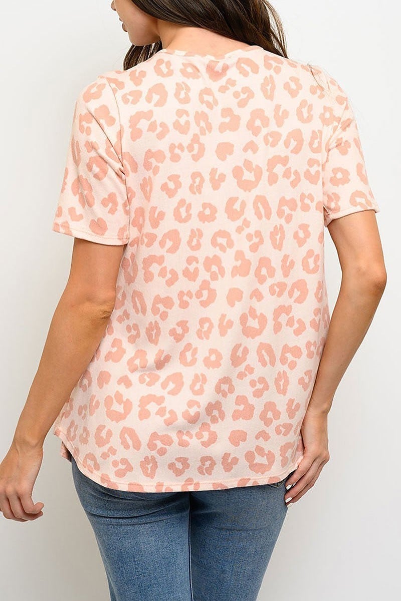 Short sleeve animnal print top (EDWT4091-LAST)