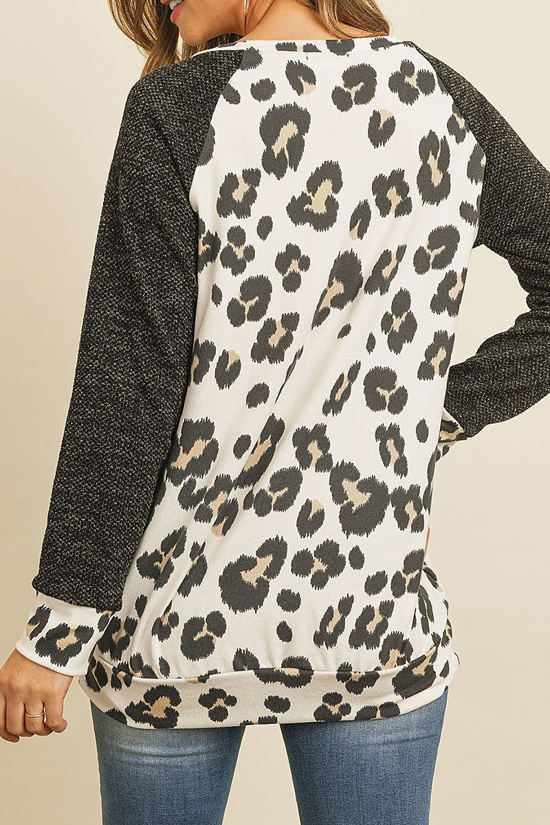 Animal print color block top (ED7842-1)