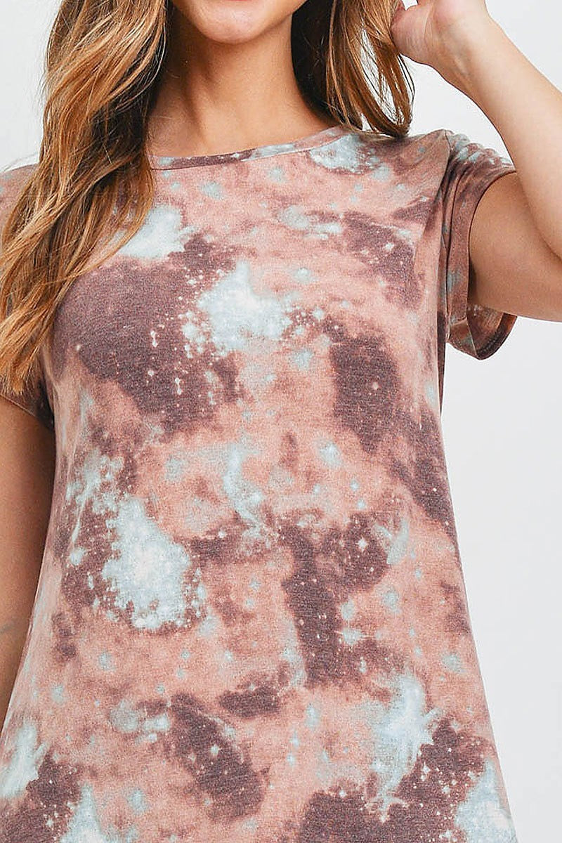 Crew neck tie dye round hem top (EF1262)