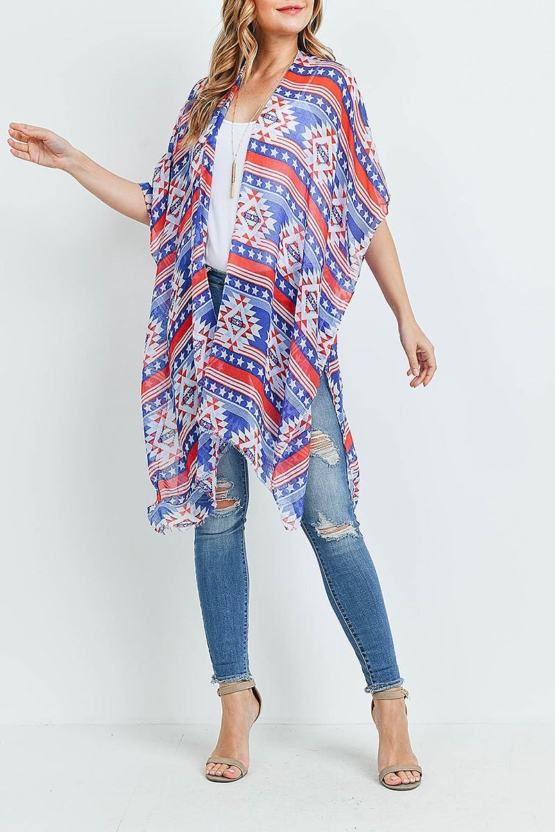 Star and stripe aztec kimono (ED9237)