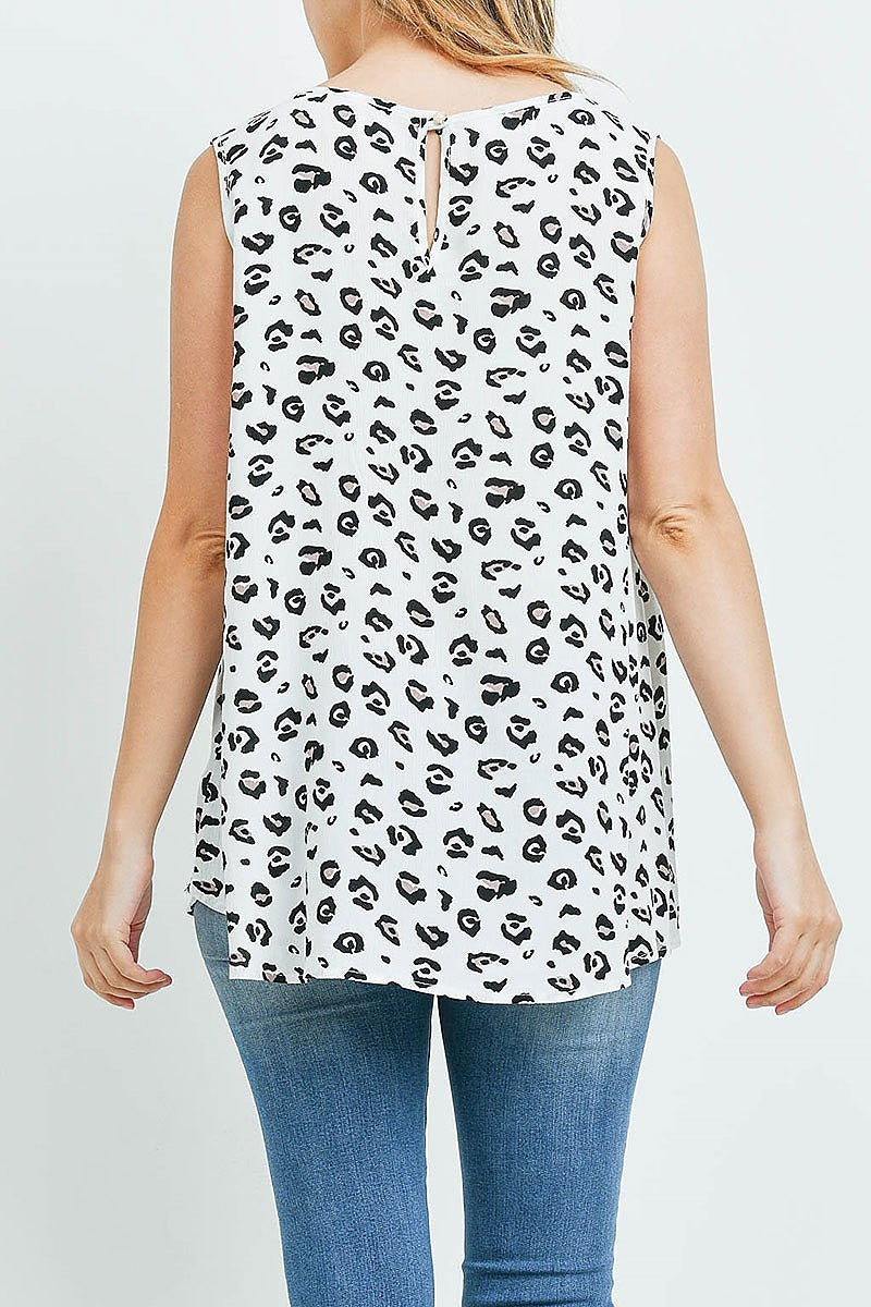 Leopard print tank top with pocket (EF1039)