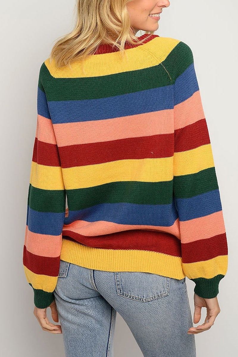 Long sleeve multi stripes sweater (EDWT3402)