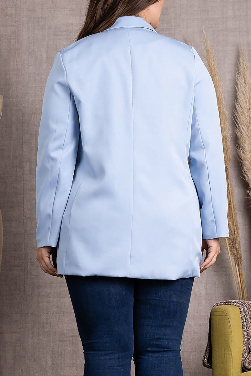 Lapel long sleeves plus size blazer (EDSW3672)